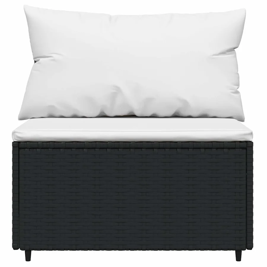 Salon de jardin 3 pcs avec coussins Noir Résine tressée - 6