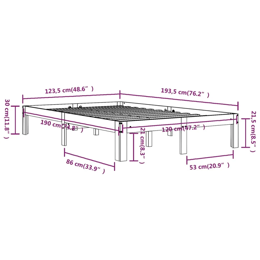 Cadre de lit sans matelas blanc 120x190 cm - 8