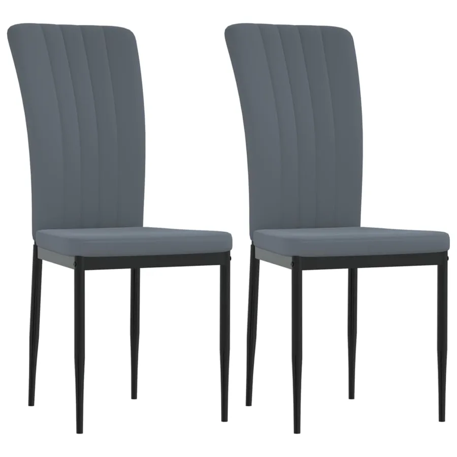 Chaises à manger lot de 2 Gris foncé Velours - 2