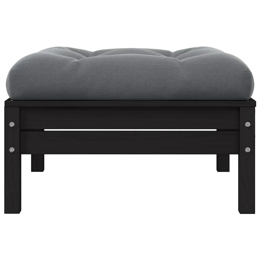 Repose-pied de jardin avec coussin anthracite Bois de pin Noir - 2