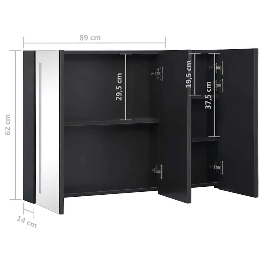 Armoire de salle de bain à miroir LED 89x14x62 cm - 9
