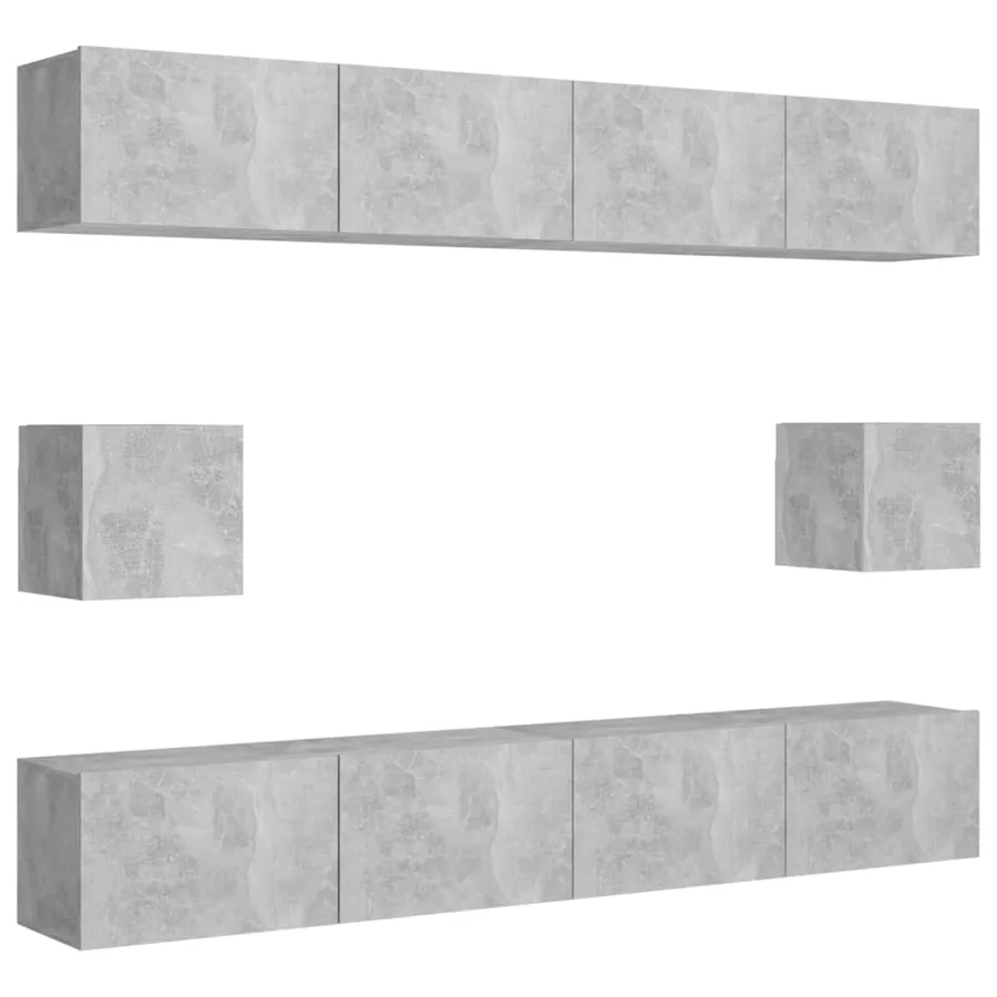 Ensemble de meubles TV 6 pcs Gris béton Bois d'ingénierie - 2