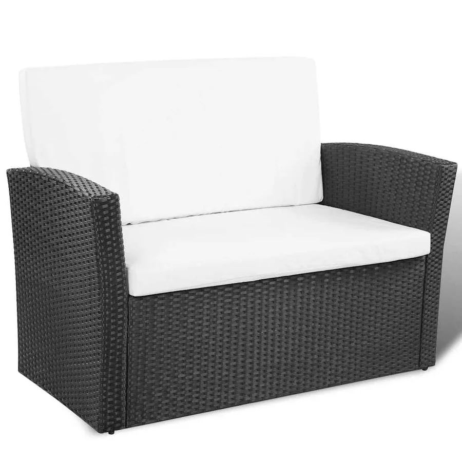 Salon de jardin 4 pcs avec coussins Résine tressée Noir - 4