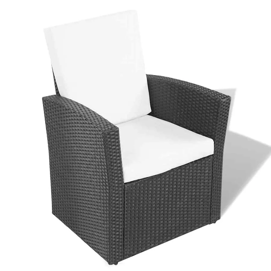 Salon de jardin 4 pcs avec coussins Résine tressée Noir - 5