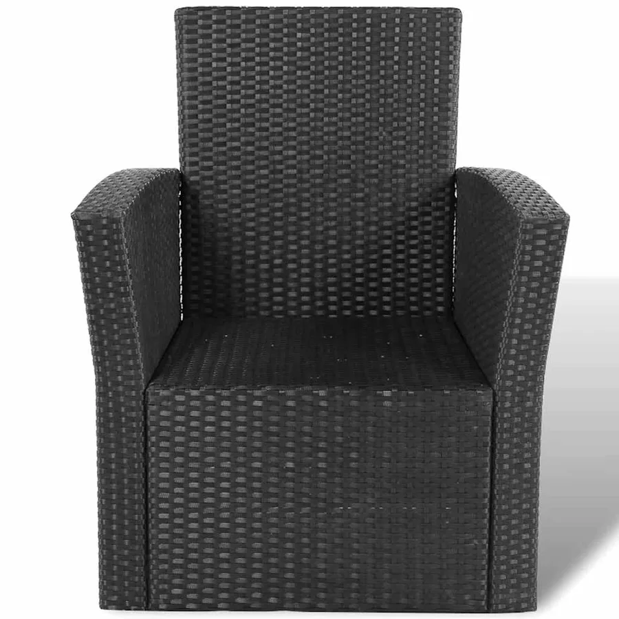 Salon de jardin 4 pcs avec coussins Résine tressée Noir - 6