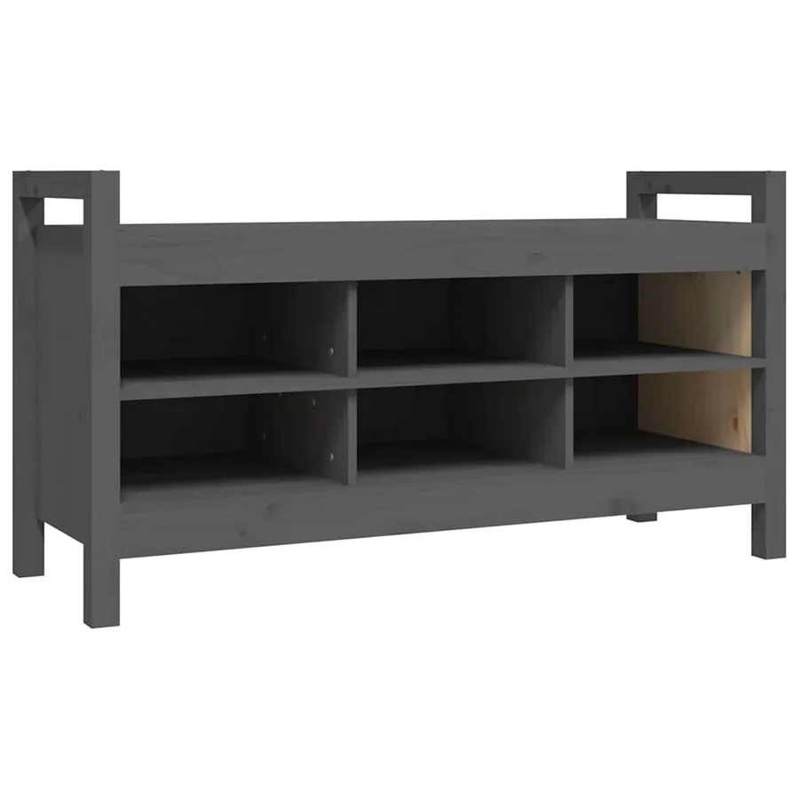 Banc d'entrée Gris 110x40x60 cm Bois de pin massif - 2