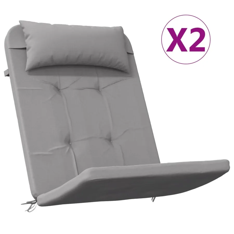 Coussins de chaise adirondack lot de 2 gris tissu oxford - 2
