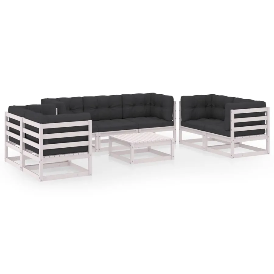 Salon de jardin 8 pcs avec coussins Bois de pin massif - 2
