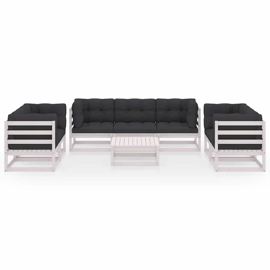 Salon de jardin 8 pcs avec coussins Bois de pin massif - 3