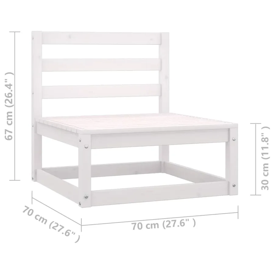Salon de jardin avec coussins 6 pcs blanc bois de pin massif - 9