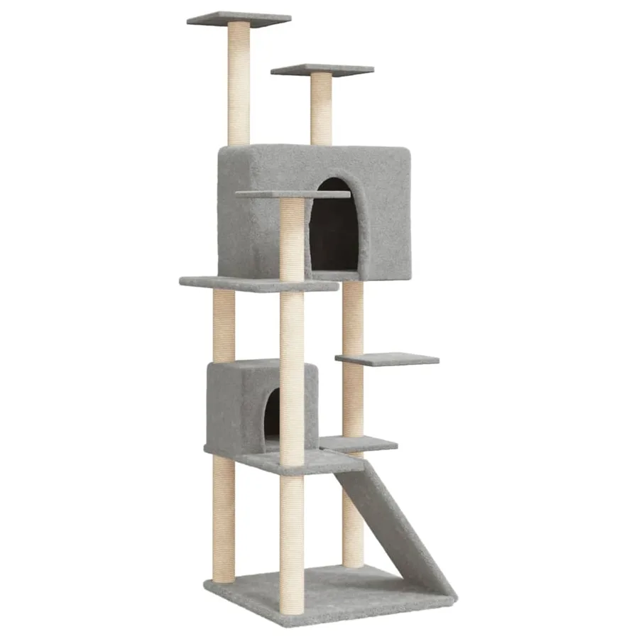 Arbre à chat avec griffoirs en sisal Gris clair 153 cm - 2