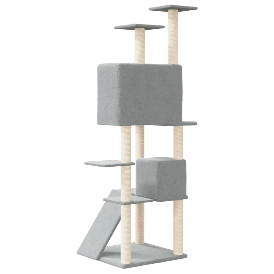 Arbre à chat avec griffoirs en sisal Gris clair 153 cm - 5