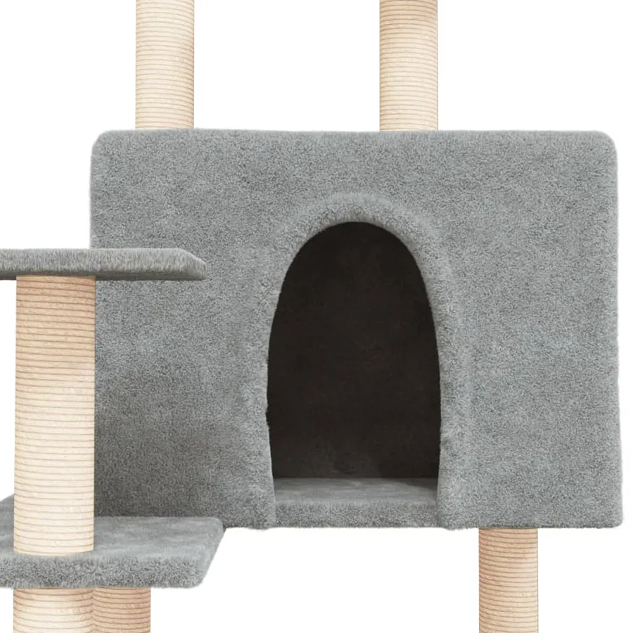 Arbre à chat avec griffoirs en sisal Gris clair 153 cm - 6