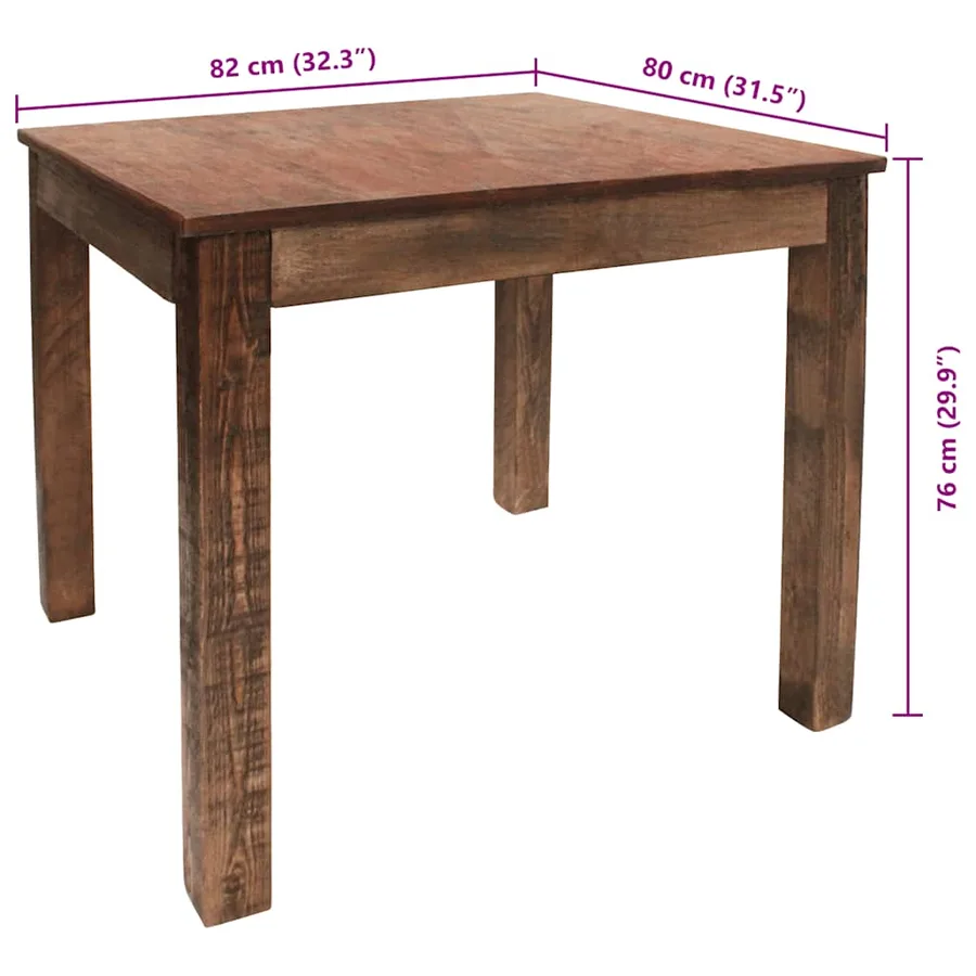 Table à manger bois de récupération mélangé 82x80x76 cm - 10