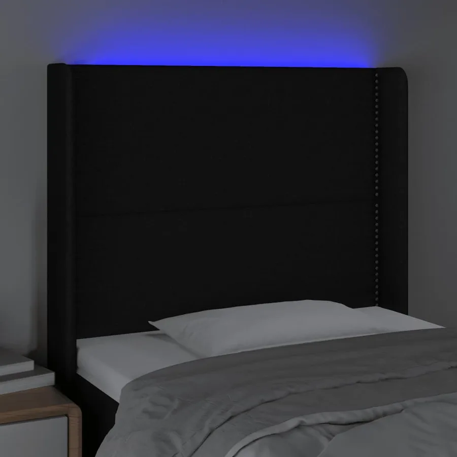 Tête de lit à LED Noir 103x16x118/128 cm Tissu - 4