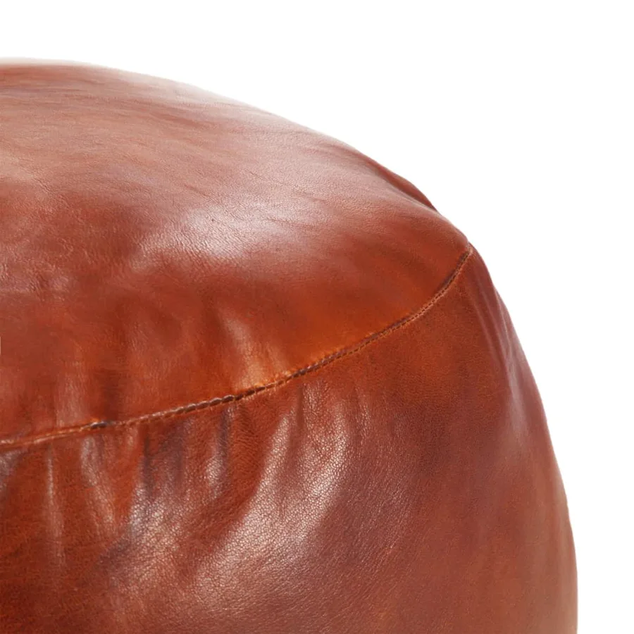 Pouf 60 x 30 cm Brun roux Cuir véritable de chèvre - 2