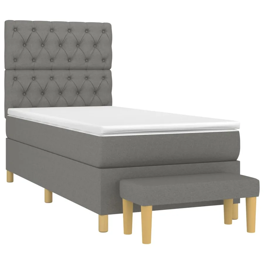 Sommier à lattes de lit avec matelas Gris foncé 80x200 cm Tissu - 3
