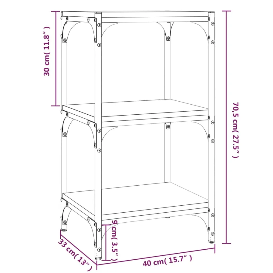 Bibliothèque Sonoma gris 40x33x70,5 cm Bois d'ingénierie acier - 9