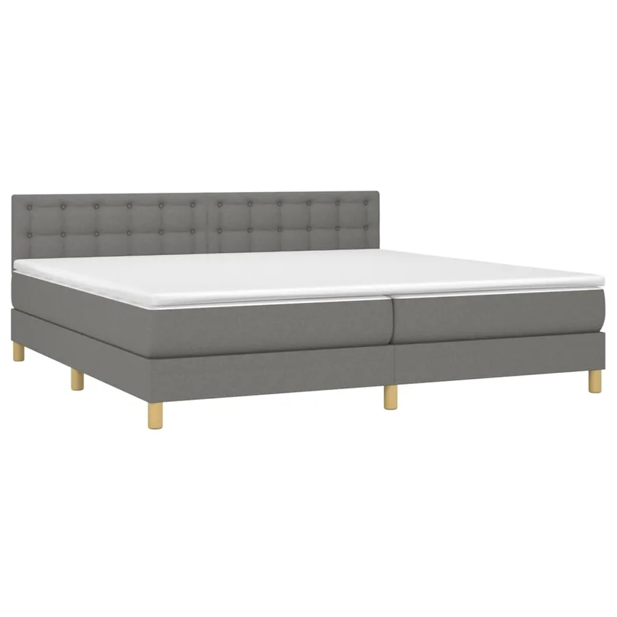 Sommier à lattes de lit avec matelas Gris foncé 200x200cm Tissu - 3