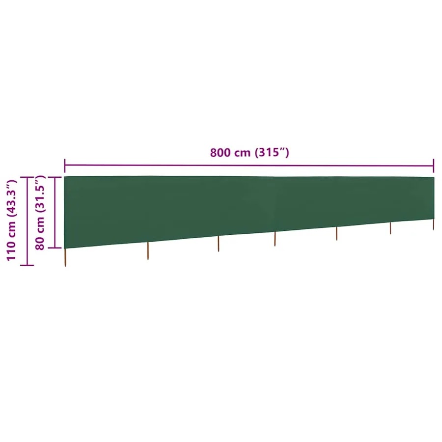 Paravent 6 panneaux Tissu 800 x 80 cm Vert - 6
