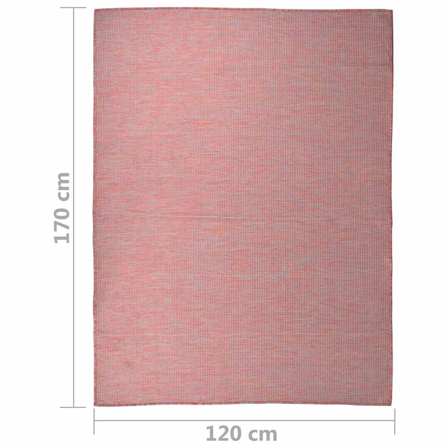 Tapis à tissage plat d'extérieur 120x170 cm Rouge - 6