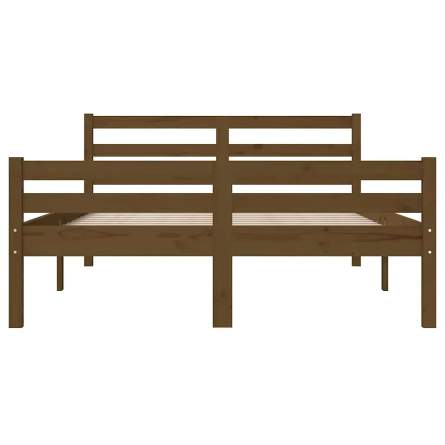 Cadre de lit sans matelas marron miel bois massif 140x190 cm - 5