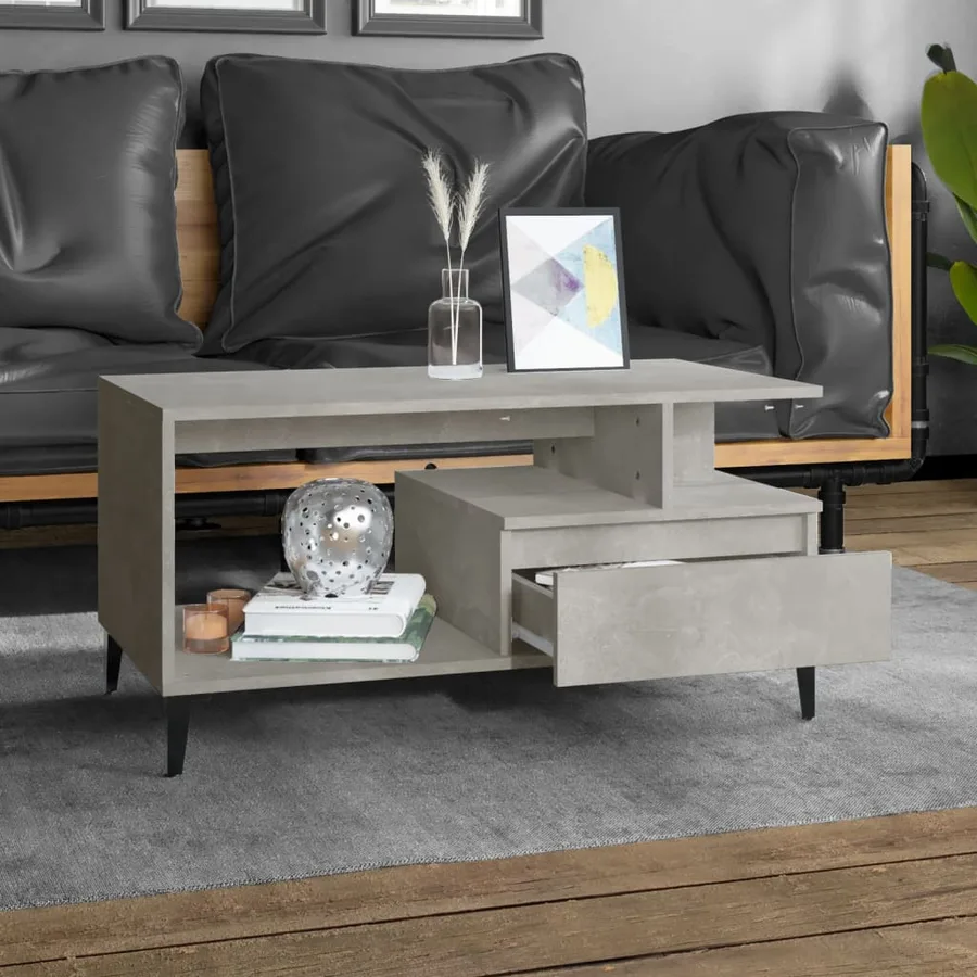 Table basse Gris béton 90x49x45 cm Bois d'ingénierie - 3