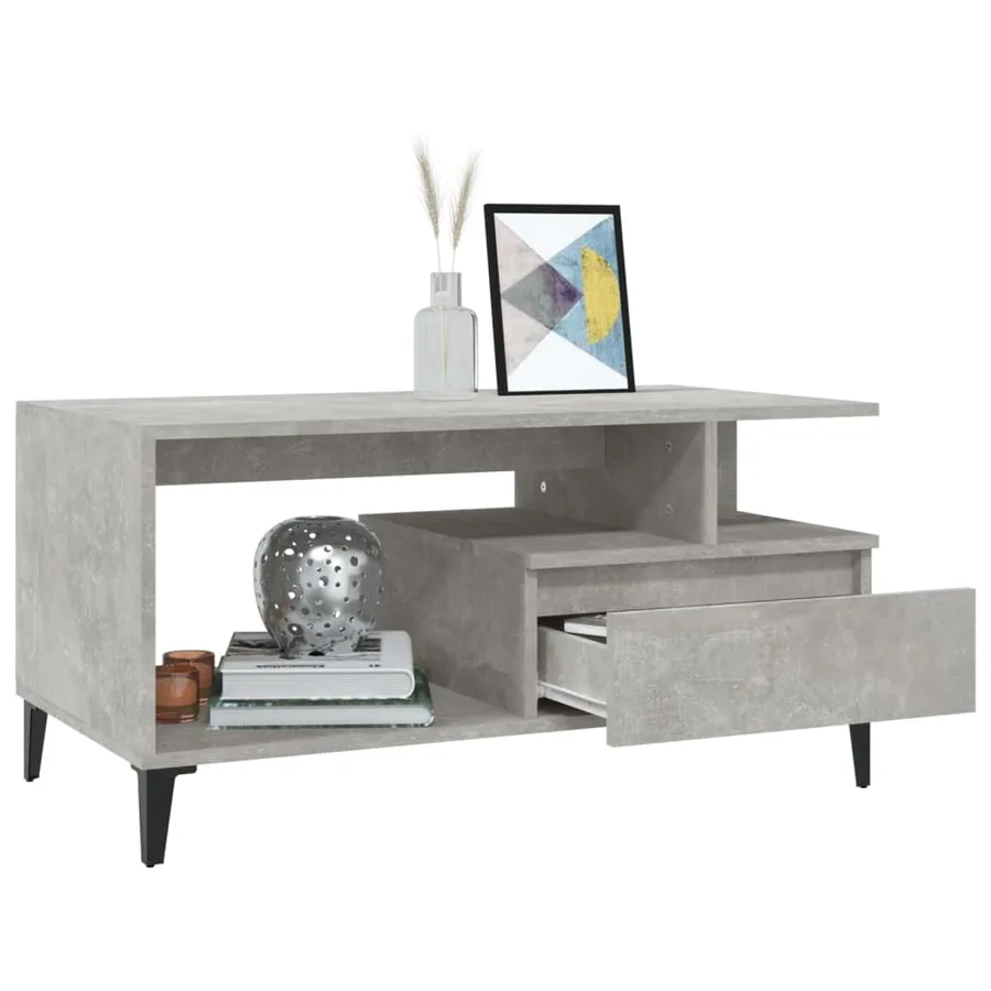 Table basse Gris béton 90x49x45 cm Bois d'ingénierie - 4