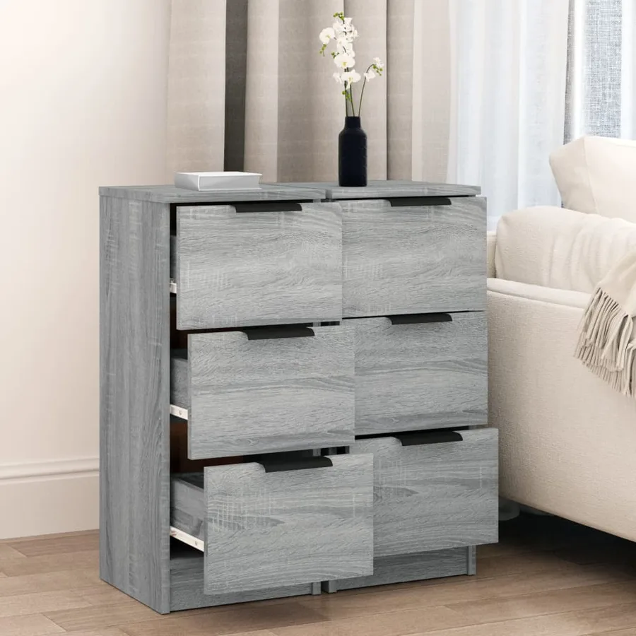 Buffets 2 pcs Sonoma gris 30x30x70 cm Bois d'ingénierie - 3
