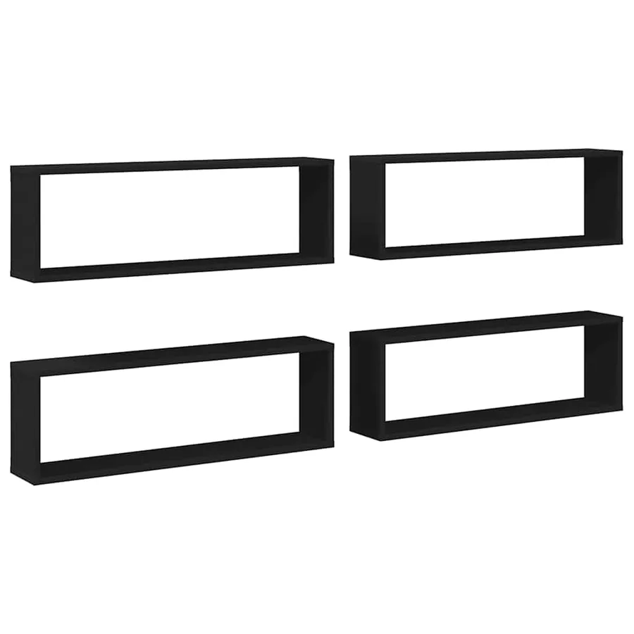 Étagères cube murales 4 pcs Noir 80x15x26,5cm bois d'ingénierie - 2