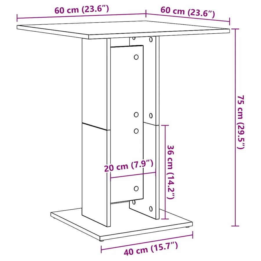 Table de bistro Chêne sonoma 60x60x75 cm Bois d'ingénierie - 8