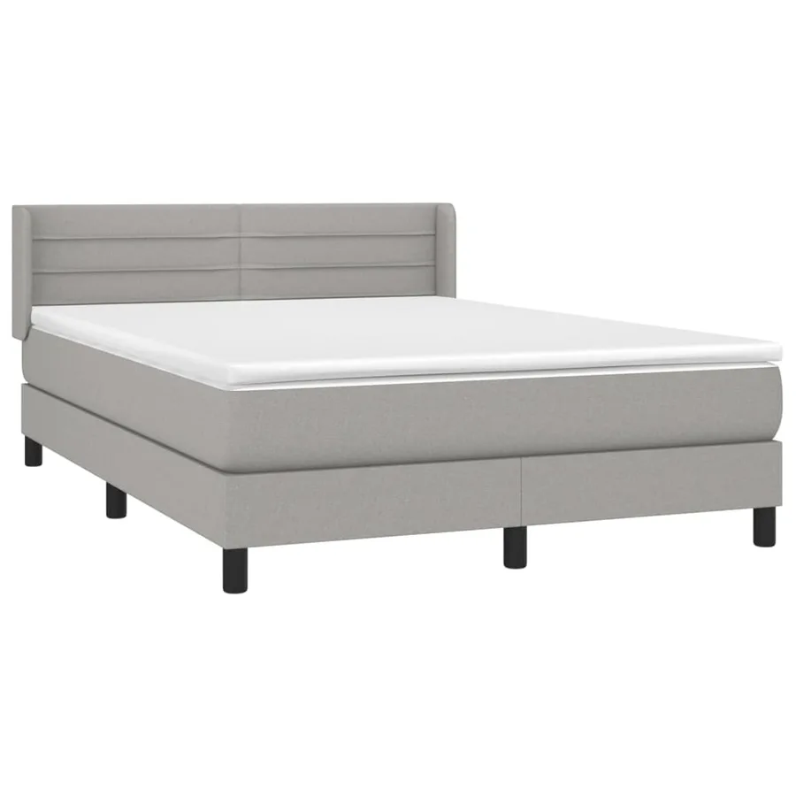 Sommier à lattes de lit avec matelas Gris clair 140x200cm Tissu - 3