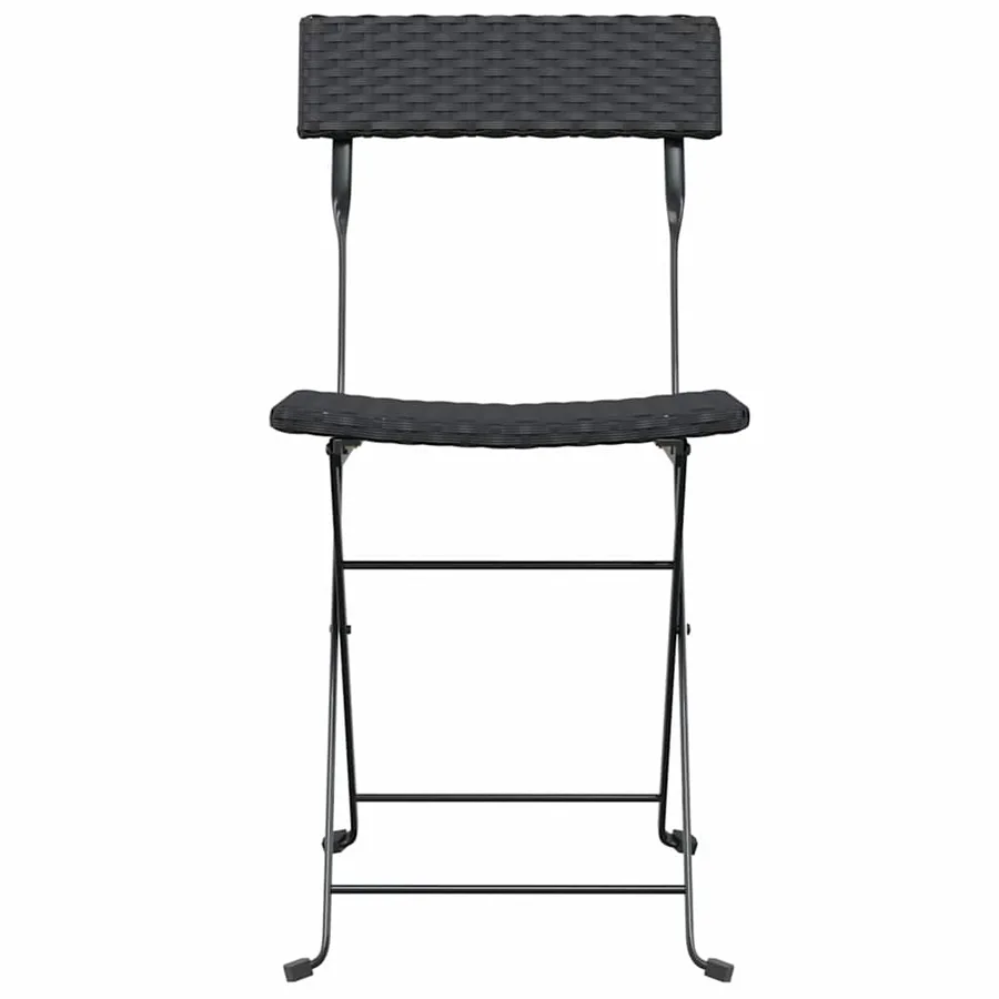 Chaises de bistrot pliantes lot de 4 Noir Résine tressée acier - 4