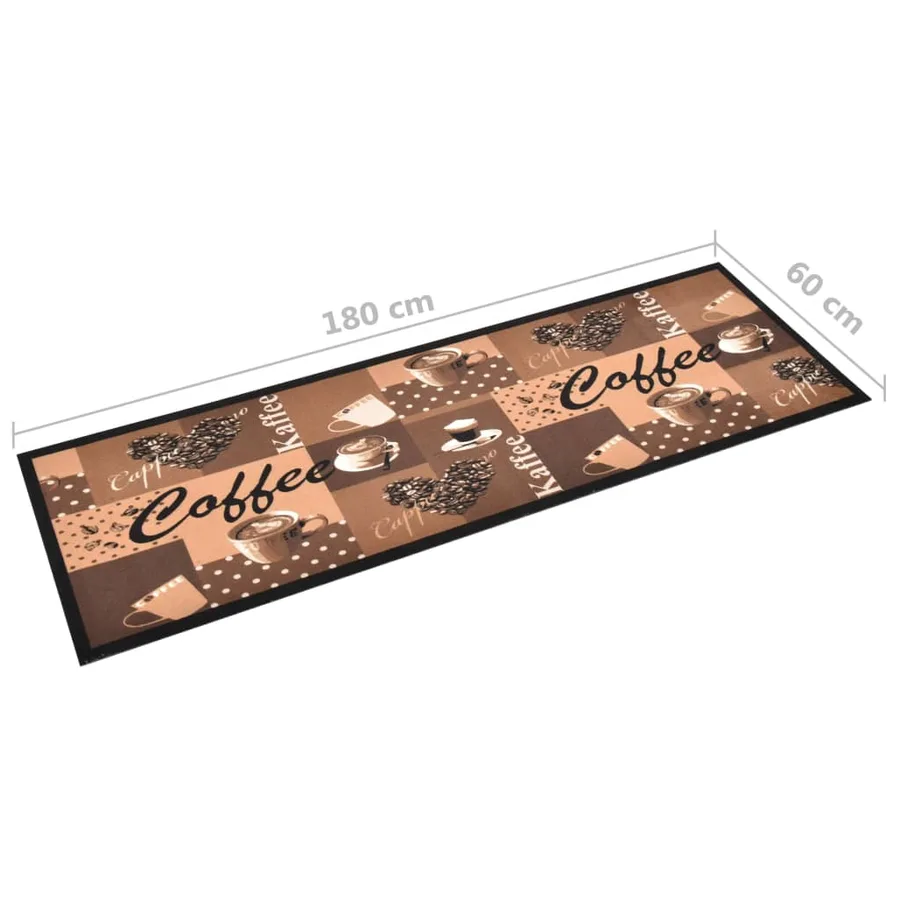 Tapis de cuisine lavable Marron café 60x180 cm - 5