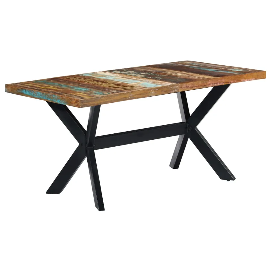 Table à manger 160x80x75 cm Bois de récupération massif - 11