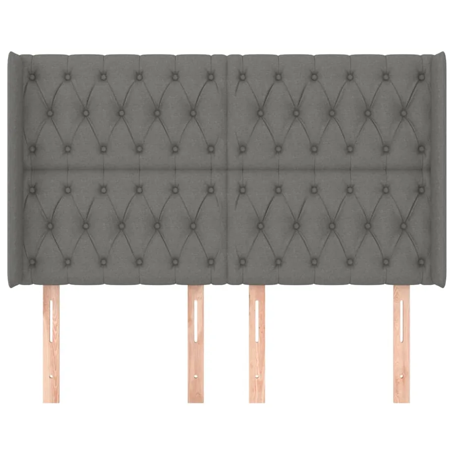 Tête de lit avec oreilles Gris foncé 163x16x118/128 cm Tissu - 3