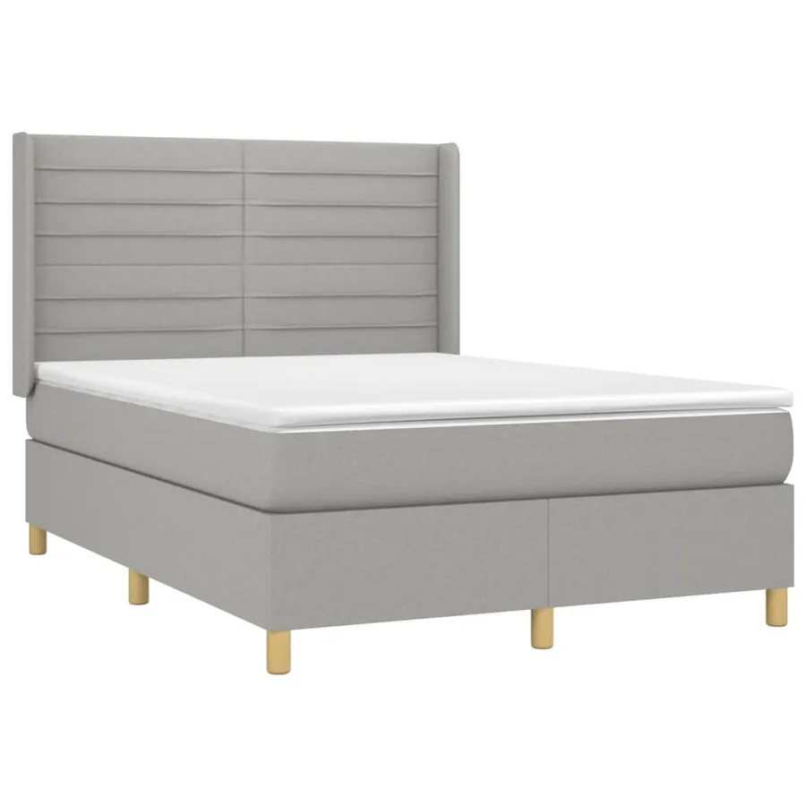 Sommier à lattes de lit matelas LED Gris clair 140x190 cm Tissu - 4