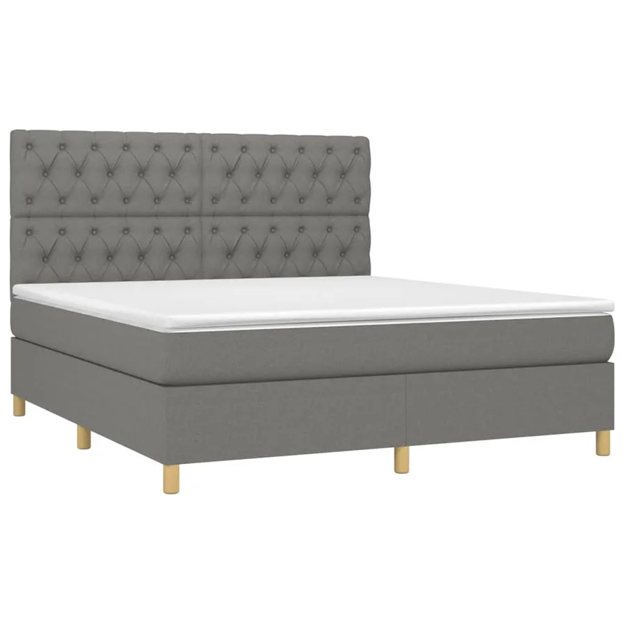 Sommier à lattes de lit et matelas et LED Gris foncé 160x200 cm - 3