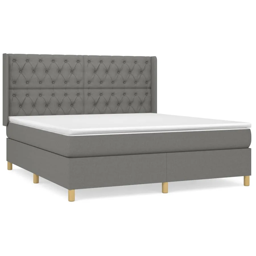Sommier à lattes de lit avec matelas Gris foncé 160x200cm Tissu - 2