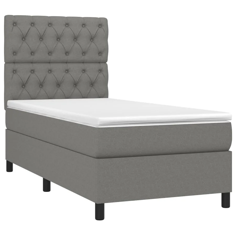 Sommier à lattes de lit avec matelas et LED Gris foncé 80x200cm - 3