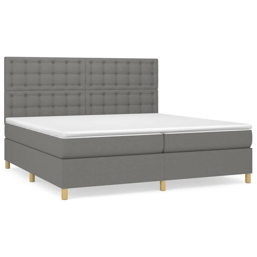 Sommier à lattes de lit avec matelas Gris foncé 200x200cm Tissu - 2