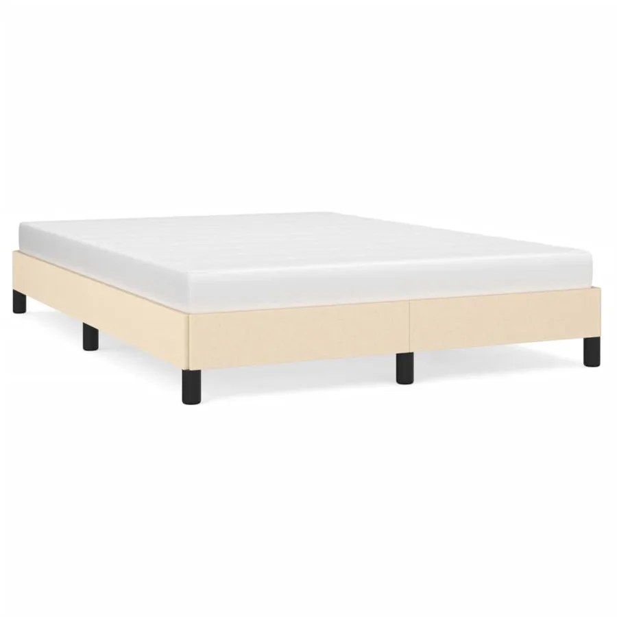 Cadre de lit sans matelas crème 140x200 cm tissu - 2