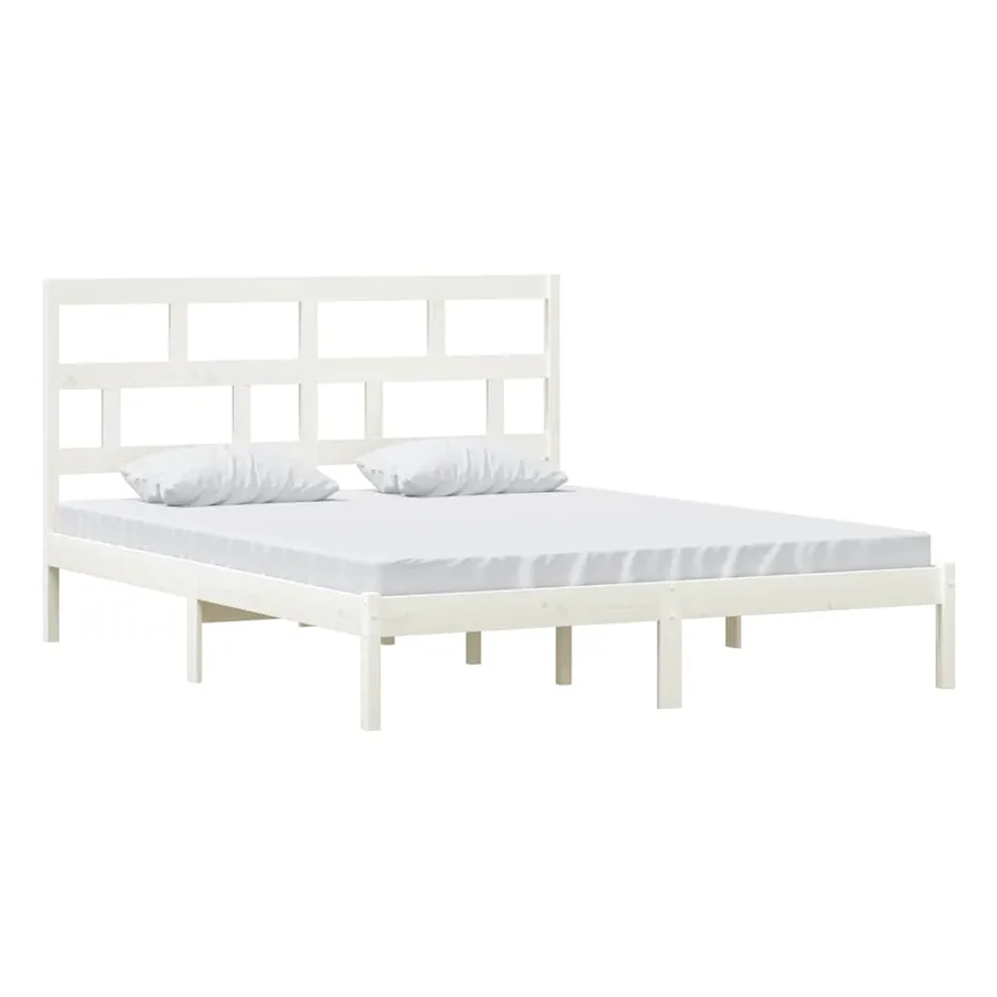 Cadre de lit sans matelas blanc bois massif 160x200 cm - 3