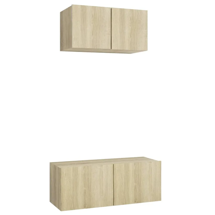 Ensemble de meuble TV 2 pcs Chêne sonoma Bois d'ingénierie - 2