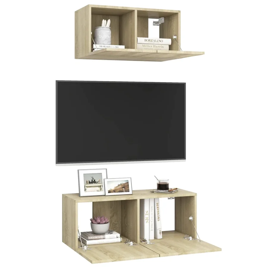 Ensemble de meuble TV 2 pcs Chêne sonoma Bois d'ingénierie - 5