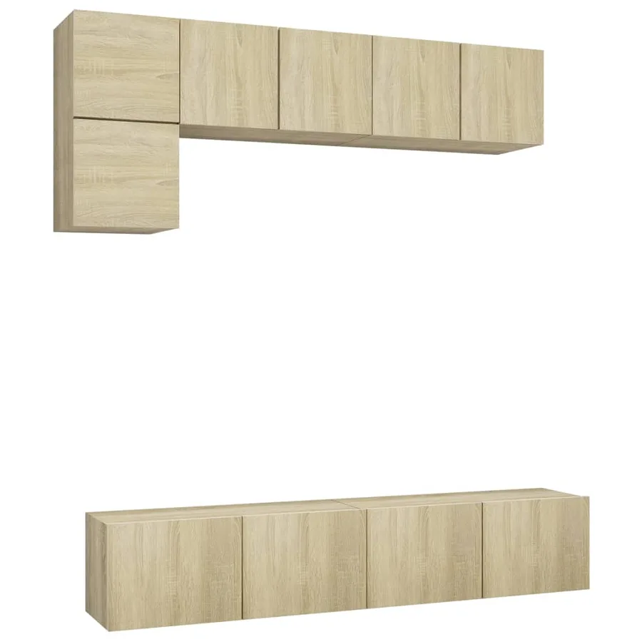 Ensemble de meuble TV 5 pcs Chêne sonoma Bois d'ingénierie - 2