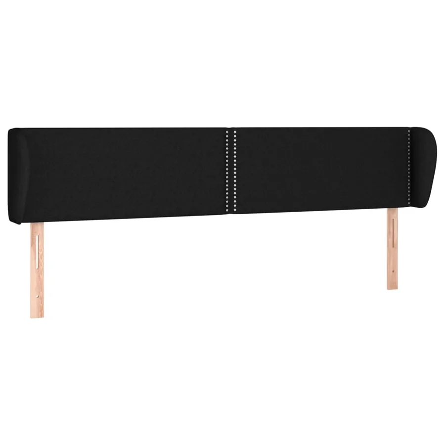 Tête de lit avec oreilles Noir 203x23x78/88 cm Tissu - 2