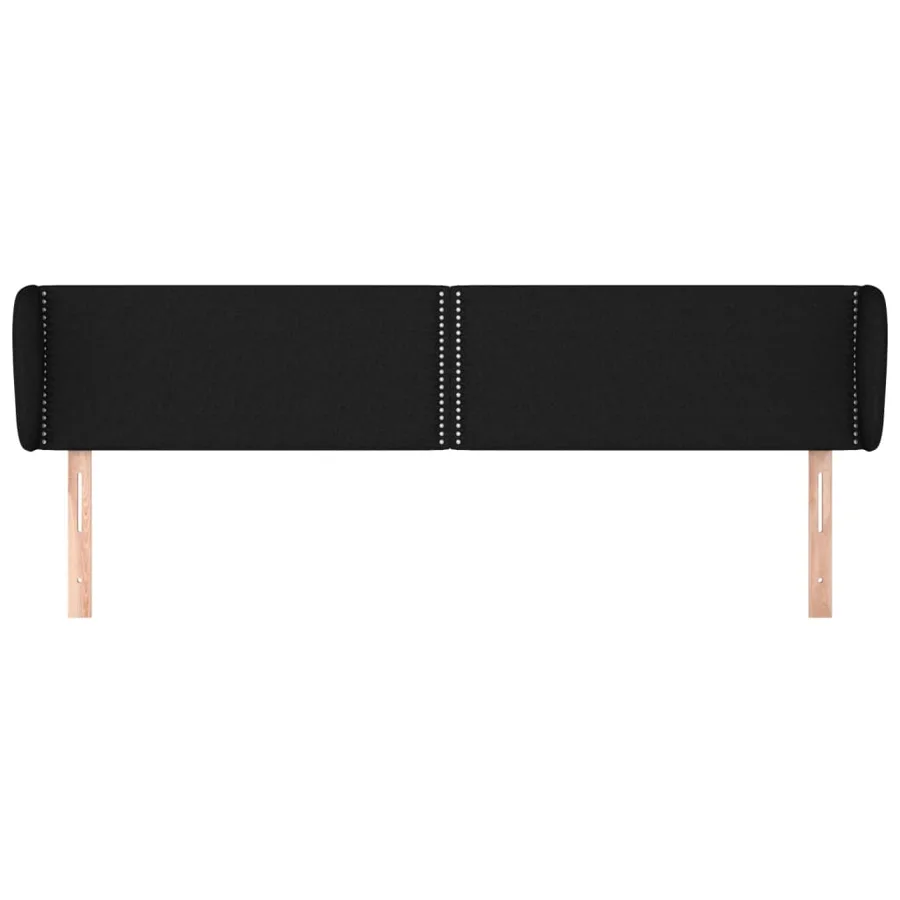 Tête de lit avec oreilles Noir 203x23x78/88 cm Tissu - 3