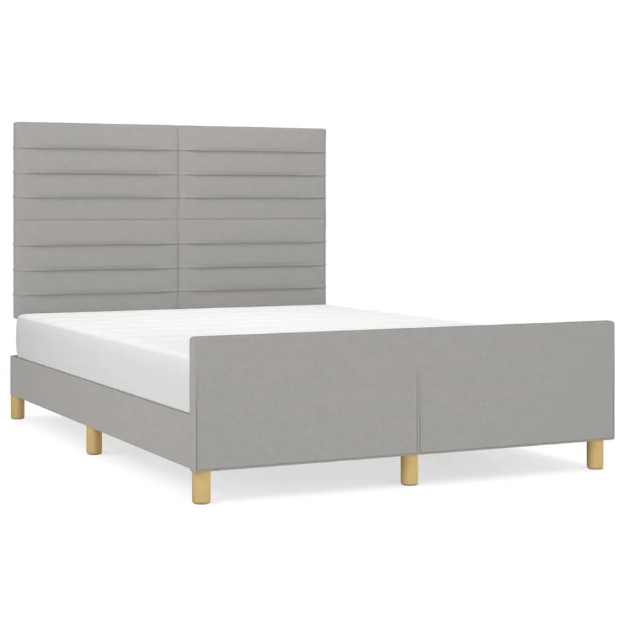 Cadre de lit sans matelas gris clair 140x200 cm tissu - 2