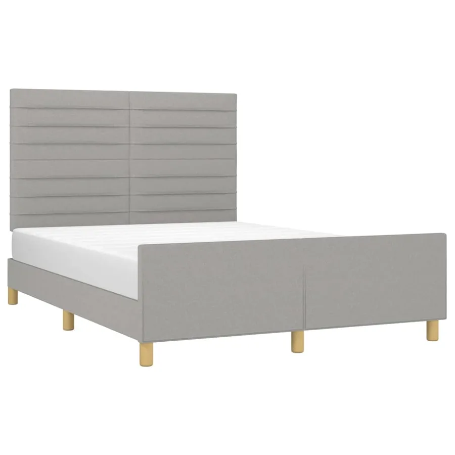Cadre de lit sans matelas gris clair 140x200 cm tissu - 3